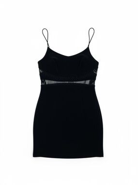 Vintage Caché Cutout Cocktail Mini Dress Black Bodycon Strappy Women’s 4‎ US